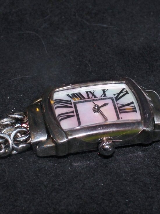 NEW Ultra Fine 950 Sterling Silver MOP Rainbow Effect Bracelet Watch 61 Grams! main image 6